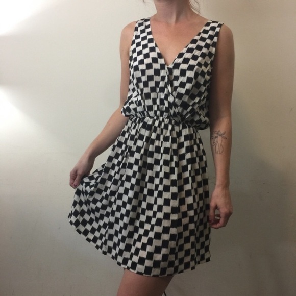 Joie Silk Checkered Print Retro Sleeveless Dress - Picture 1 of 15